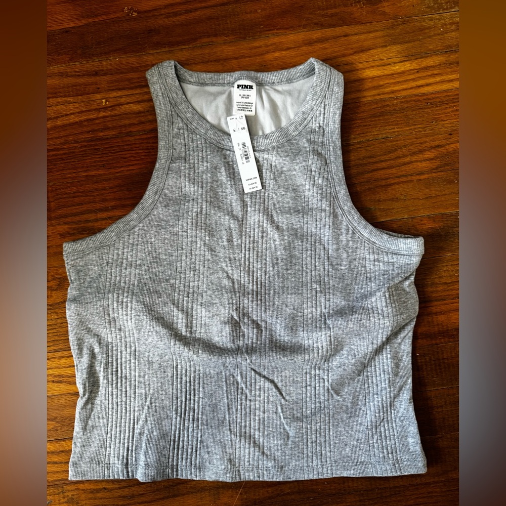 PINK Victoria's Secret Gray Ribbed Tank Top